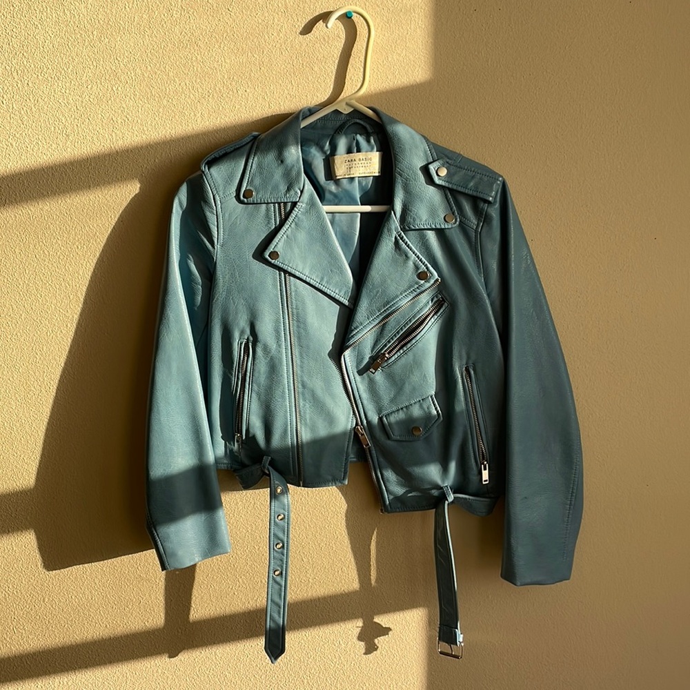 ZARA BABY BLUE LEATHER JACKET
